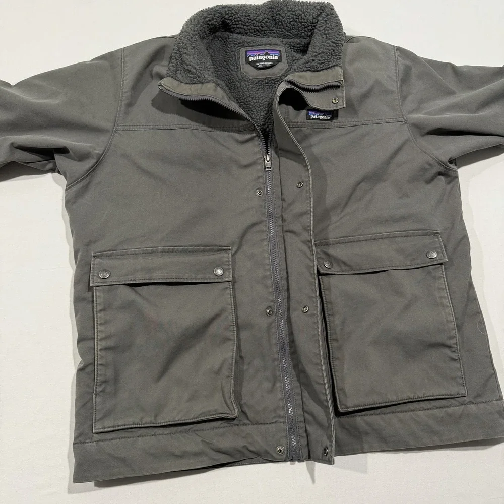 Patagonia Mens XL Maple Grove Canvas Jacket Fleece Lined Forge Grey Hood 26995